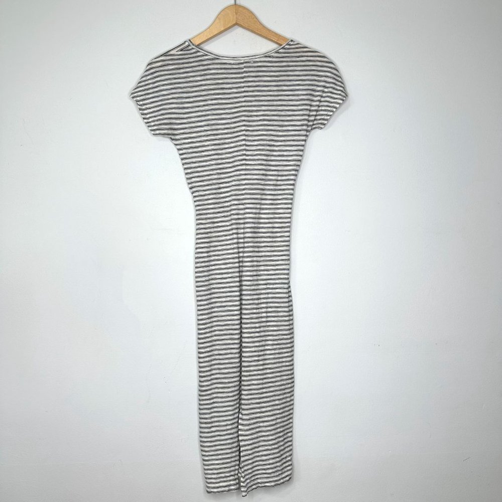 ALL SAINTS Paloma Striped Midi Dress with Knot Front Charcoal Grey Sz XS - Picture 7 of 12